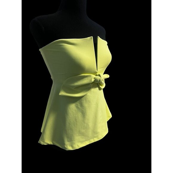 Susana Monaco Strapless Bow Front Top Lemon Yellow, BABY DOLL, SM - Picture 2 of 15